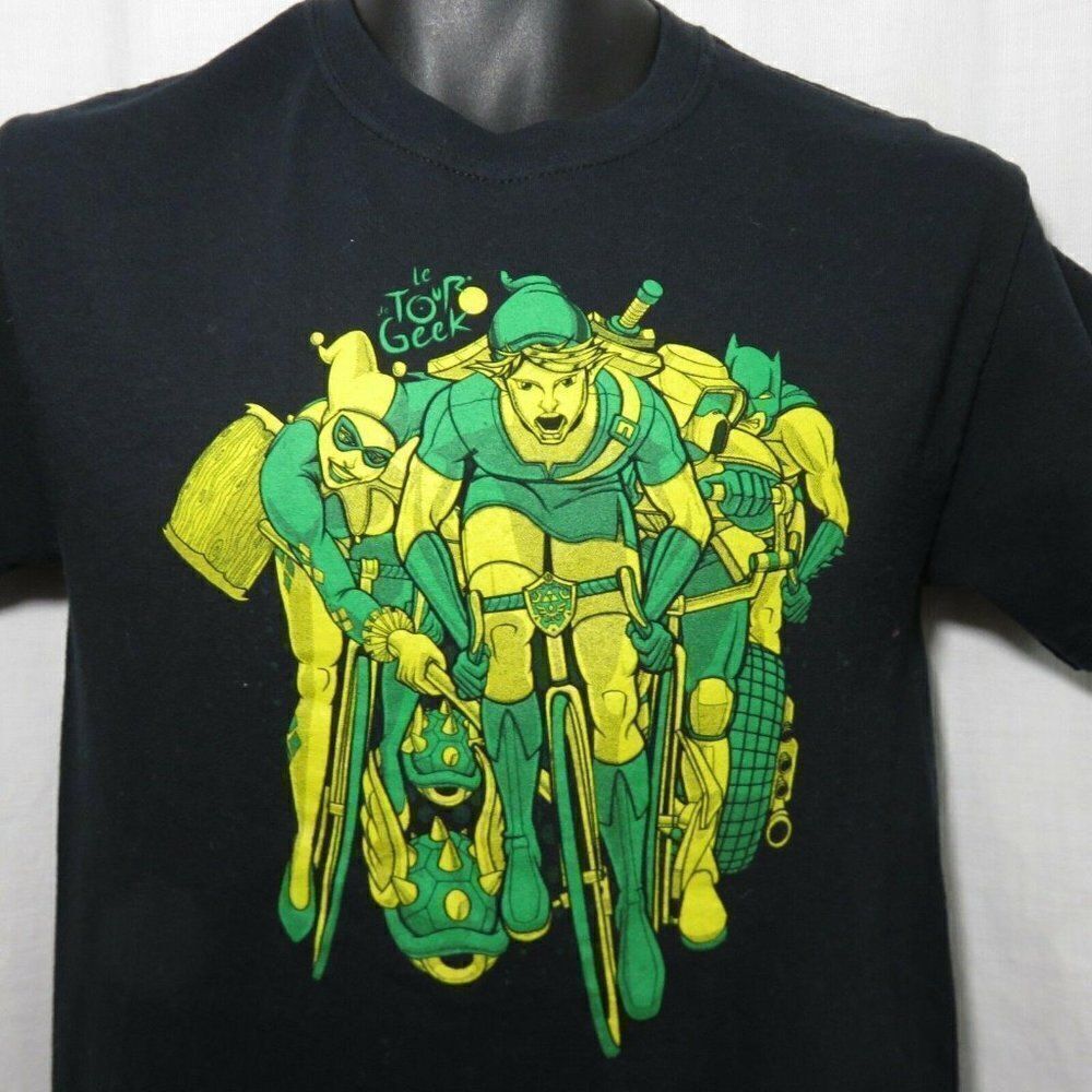 Geek Fuel Le Tour De Geek T-shirt S Black Yellow Green Link Harley Batman Zelda